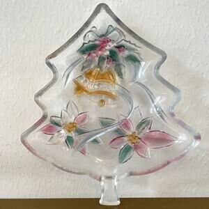 Set of 2 Savoir Vivre Holiday Spirit Christmas Tree Server Platters 7.5in VTG